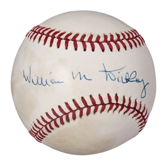 Bill Dickey Full Name Signed OAL Brown Baseball (PSA/DNA)